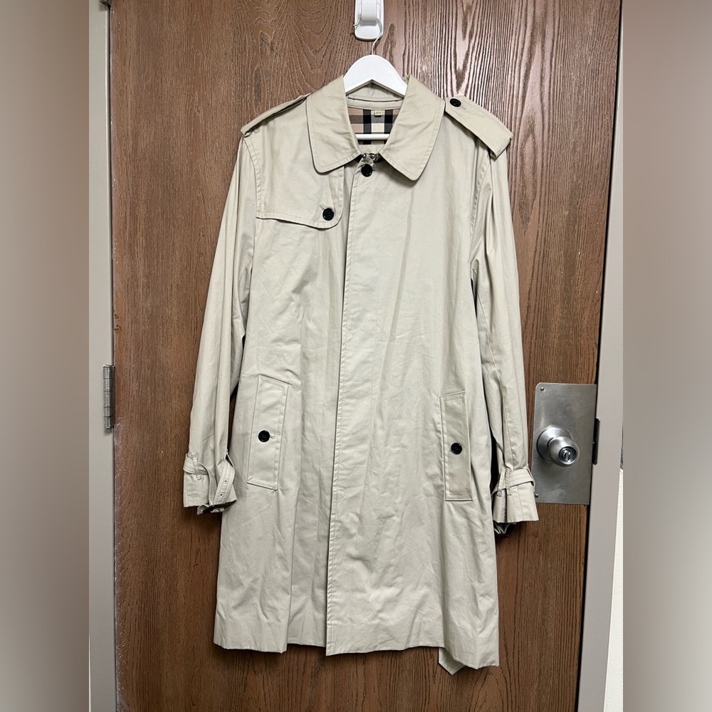 Burberry London Men Beige Belted Trench Coat Size UK 52R/US 42R